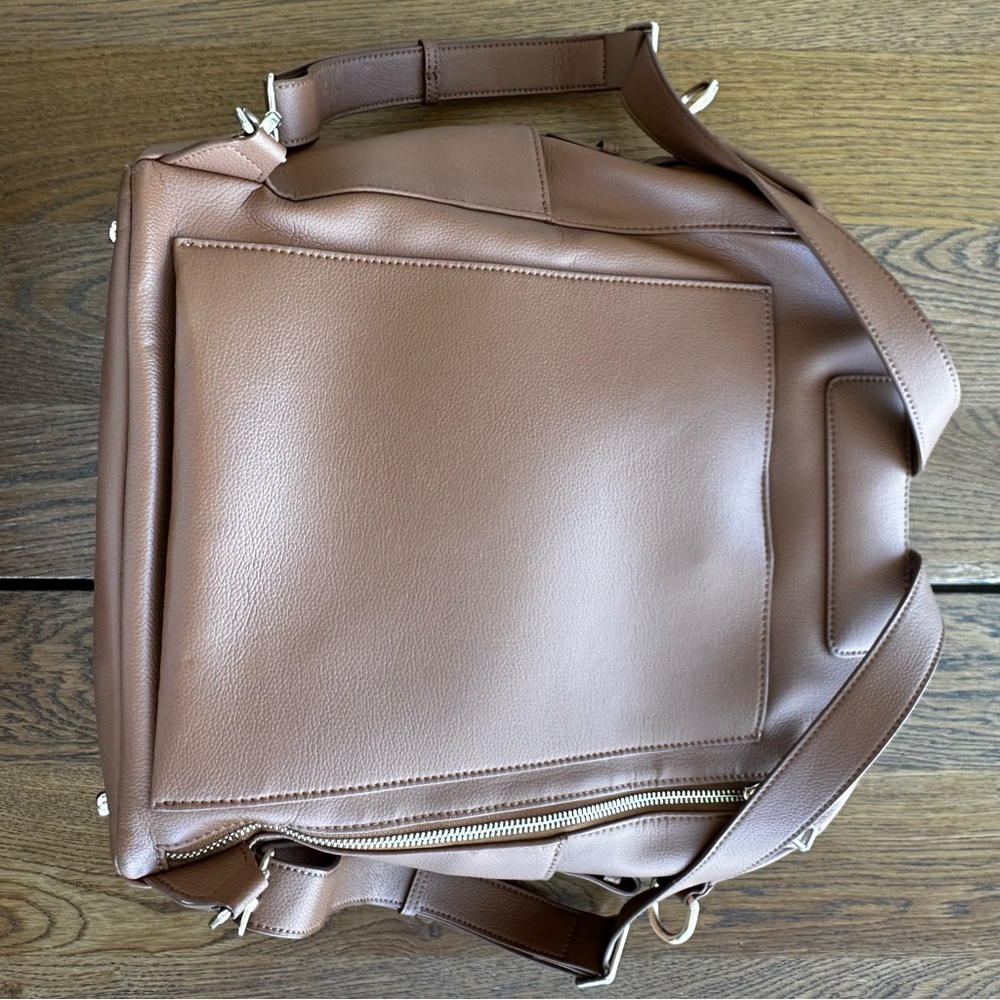 Mina Baie Stevie Terra Tan Vegan Leather Backpack Shoulder Diaper Bag + Add-Ons - Picture 8 of 14